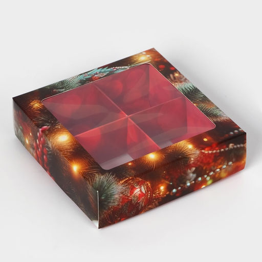 Коробка под 4 конфеты Новогодняя ёлка, 12.5?12.5?3.5 - UPAK LAND фото 4
