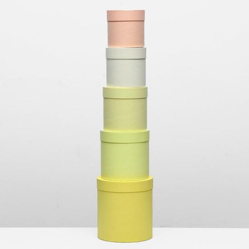 Набор круглых подарочных коробок 5 в 1 UPAK LAND, Солнечный, 23×23×25 - 15×15×15 см