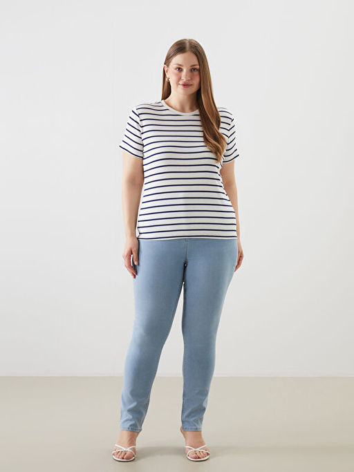 Bisiklet Yaka ?izgili Kad?n Ti??rt