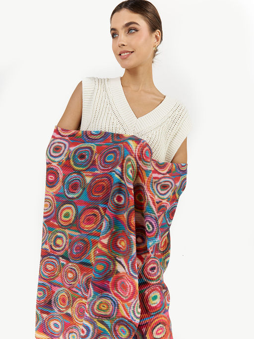 Большой, мягкий, тонкий и очень нежный двусторонний палантин с рисунком. - Tantino фото 5