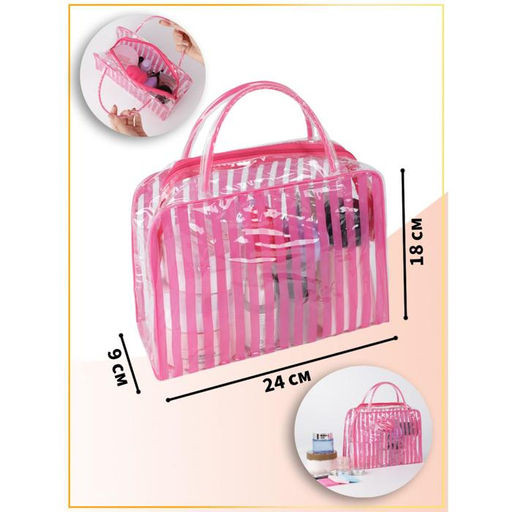 Цена за 2 шт. Косметичка-сумка на молнии для бассейна, с ручками, с принтом Полоски, розовая - Simaland фото 4