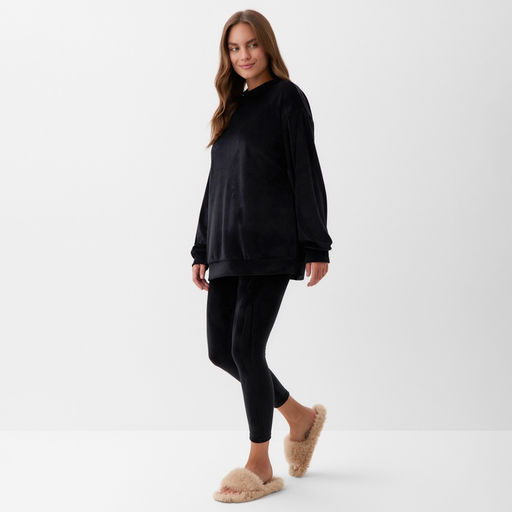 Костюм женский (свитшот, легинсы) KAFTAN Plushy, размер 40-42, чёрный