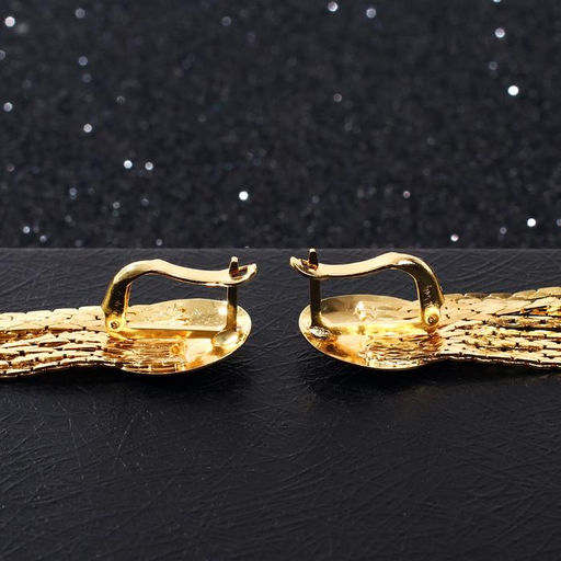 Серьги висячие Голливуд овал и нити, цвет золото, 7см - Queen fair фото 2