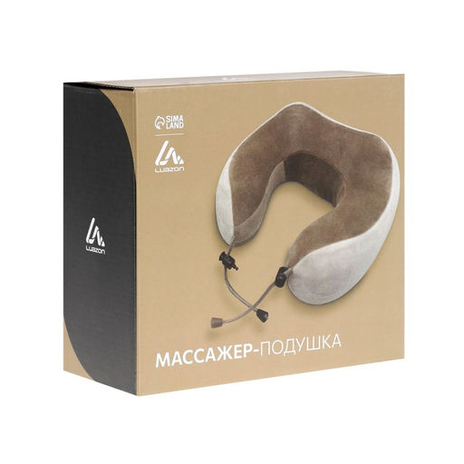 Массажная подушка Luazon LEM-06, 2 вида массажа, ИК-подогрев, 3.7 Вт, АКБ, коричневая