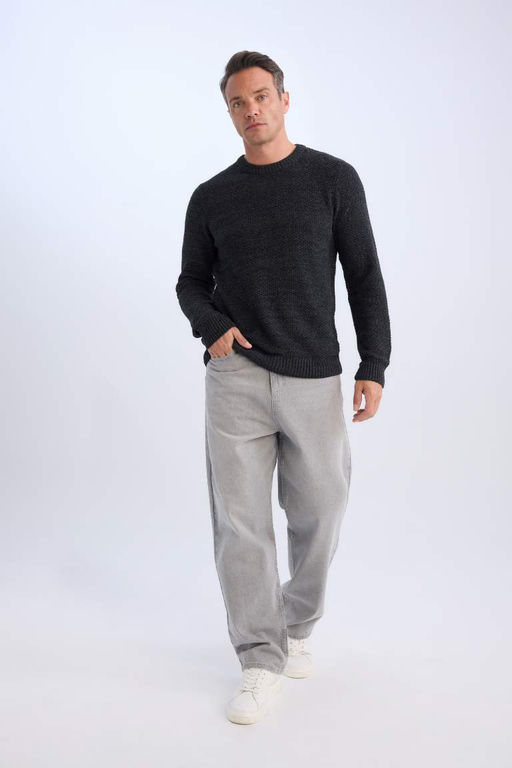 Standart Fit Normal Kesim Bisiklet Yaka Dokulu Basic Duz Triko Kazak - Defacto фото 12
