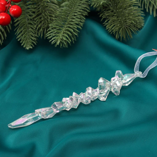 Цена за 3 шт. Ёлочная игрушка Зимнее волшебство. Фигурная сосулька, 141 см, прозрачный  фото 2