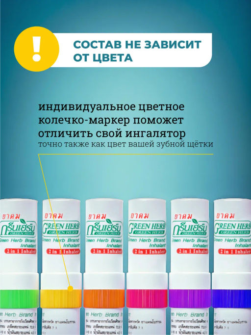 Мини-ингалятор с Эфирными Маслами GREEN HERB 1шт (цвет в ассортименте)