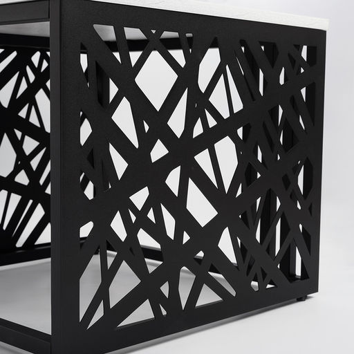 СтЖ104 Стол журнальный, 51х51х42 см, ЛДСП белый пайн бетон, металл чёрный (цвет 06)