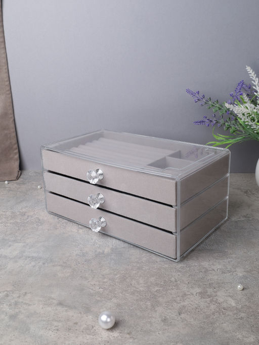 Шкатулка акриловая трехслойная серая 23,5х15,5х10,8 см / XY2844-G /уп 30/ - Галеонтрейд фото 2