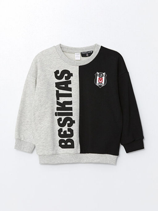 Bisiklet Yaka Be?ikta? Bask?l? Erkek Bebek Sweatshirt ve E?ofman Alt 2li Tak?m - Waikiki фото 2