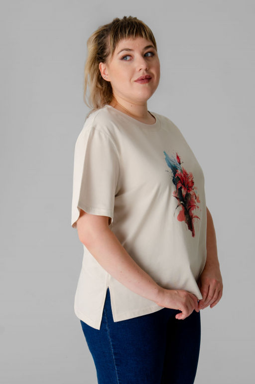 Арт. 31171Футболка женская 50-60 (6 шт) Цвет:светло-бежевый