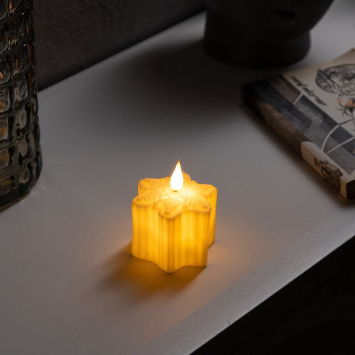 Цена за 12 шт. Светодиодная фигура «Снежинка» 7×8.5×8 см, пластик, от батареек AG13×3, свечение тёплое белое