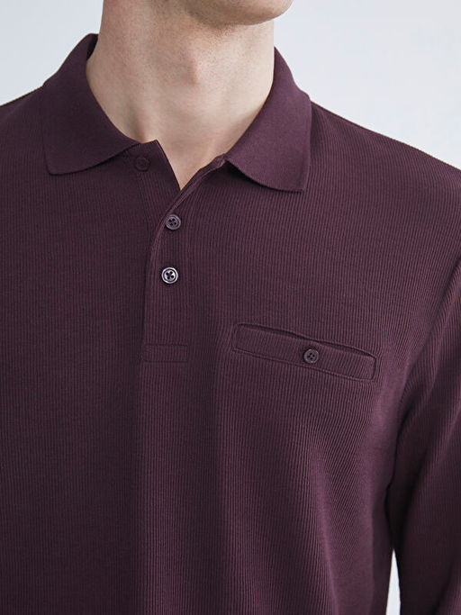 Polo Yaka Uzun Kollu Erkek Sweatshirt