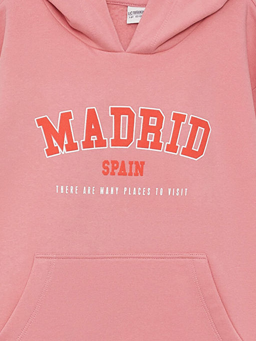 Kap??onlu Bask?l? Uzun Kollu K?z ?ocuk Sweatshirt - Waikiki фото 3