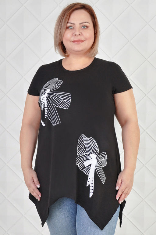 Арт. 3669 Футболка женская 46-56 (6 шт) Цвет:черный - Калинка фото 4