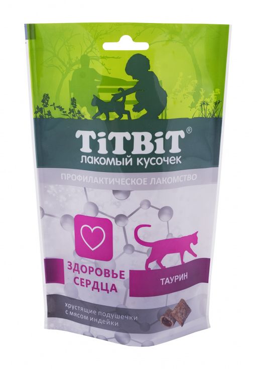 Титбит Хруст. подушечки д/кош. с индейкой для здоровья сердца 60 г.1/10 4690538015414