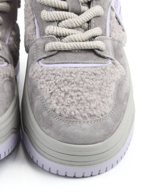 04-P124-3C GRAY Кроссовки демисезонные женские (натуральная замша, искусственный мех)