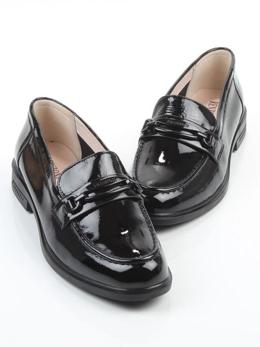 03-DEB33-2 BLACK Лоферы женские (натуральная кожа)