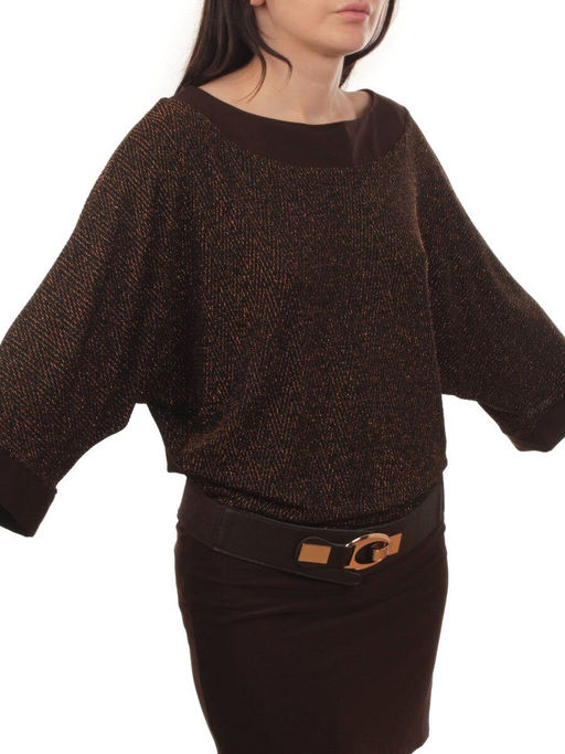 9801 BROWN Платье женское (90% полиэстер, 10% эластан)