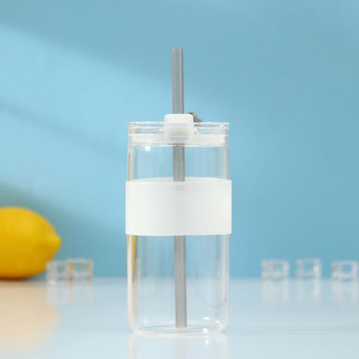 Стакан с крышкой и трубочкой «Фрутис», 410 мл, стекло, МИКС