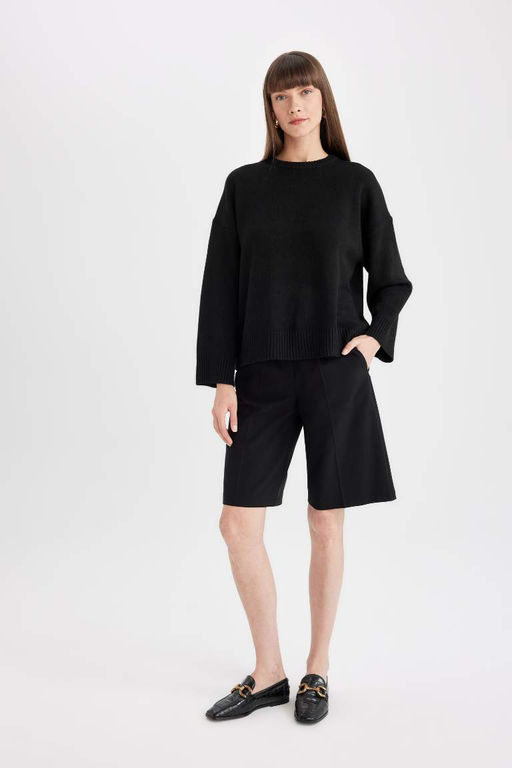 Свитер оверсайз с круглым вырезом - Defacto фото 2