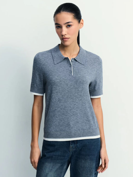 Джемпер поло из вискозы с короткими рукавами / Zarina фото 4