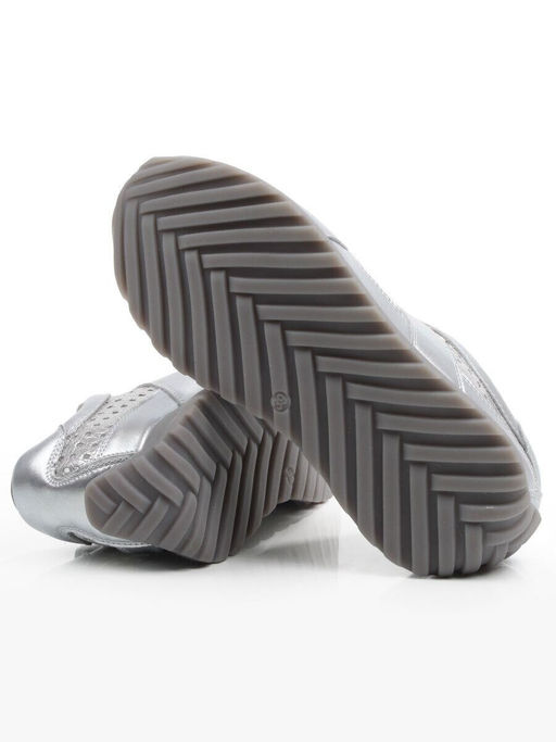 03-A155-11A GREY/SILVER Кроссовки летние женские (натуральная кожа)