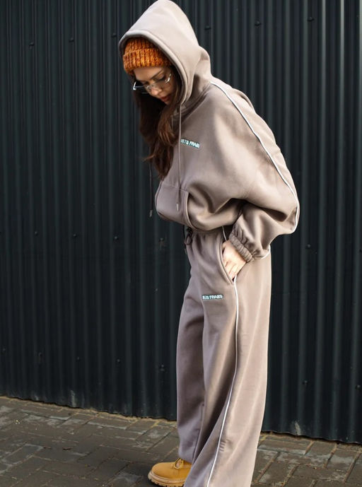 K13400 Костюм спортивный OVER SIZE хлопок СЕРЫЙ