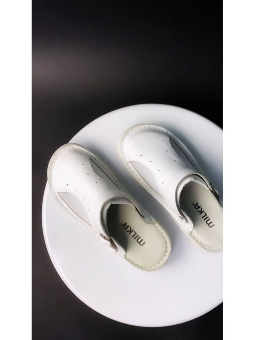 15 | Kina | Белые женские медицинские сабо натуральная кожа - Milka shoes&more фото 10