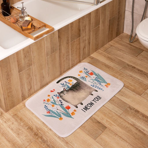 Коврик для ванной Этель I meow you, 80×50 см, велюр