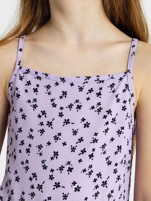 Комплект для девочки (топ, брюки) в фиолетовом цвете с рисунком цветов - Mark formelle фото 3