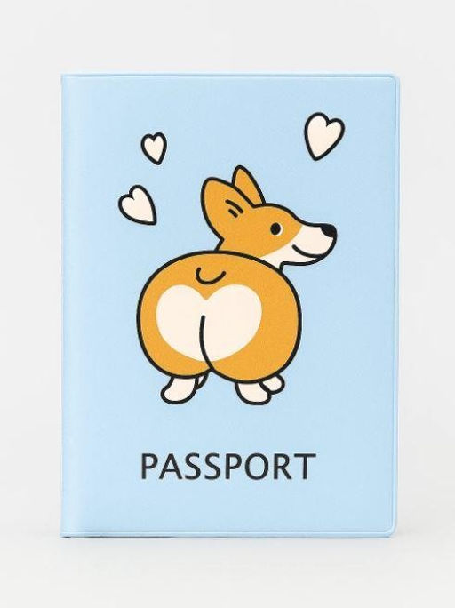 ОБЛОЖКА ДЛЯ ПАСПОРТА "Cute corgi", плотность 600 мкм