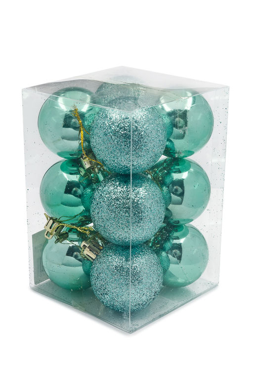 Набор новогодних шаров 5 см (12 шт) SF-7334, аквамариновый №7 - Больше подарков фото 2
