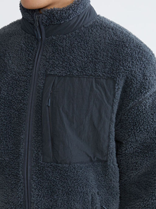 Dik Yaka Pel?? Erkek Fermuarl? Sweatshirt