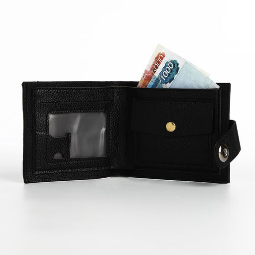 Портмоне мужское на магните, отдел для купюр, карт, монет, чёрное