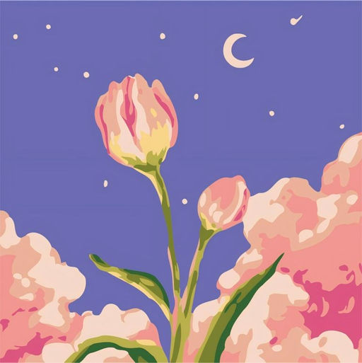 Картина по номерам на подрамнике Draw Me! Flower in the night, (20*20 см)