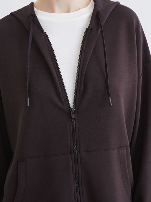 Oversize Soft Touch Kad?n Fermuarl? Sweatshirt