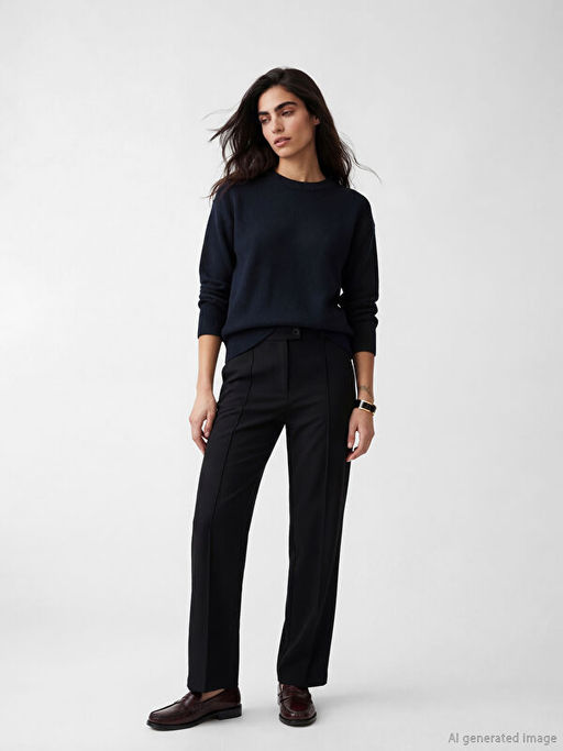 Bisiklet Yaka Kad?n Triko Kazak