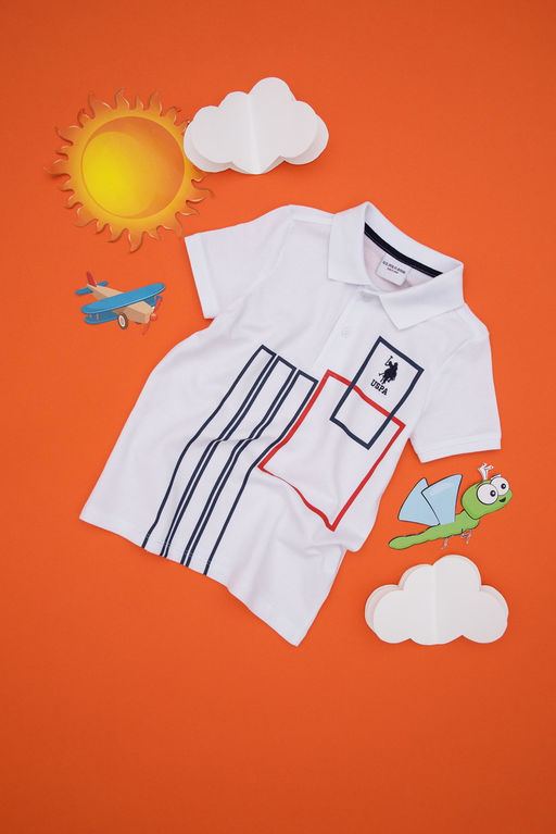 Erkek _ocuk Beyaz Polo Yaka Ti__rt Sepette S_rpriz _ndirim