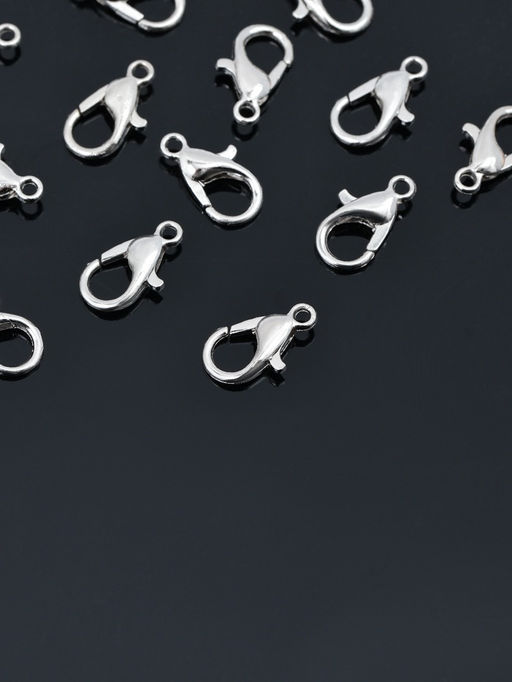 Замок-карабин, 12*7мм, набор 55 шт, цвет серебро