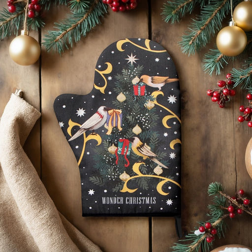 Варежка-прихватка новогодняя «Этель» Wonder christmas 20×28 см, саржа, 100% хл, ватин 250 г/м²