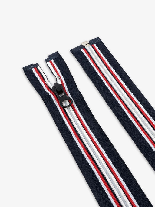 Цена за 10 шт. Молния «Спираль», №5, разъёмная, замок автомат, 80 см, тёмно-синяя, красный, белый