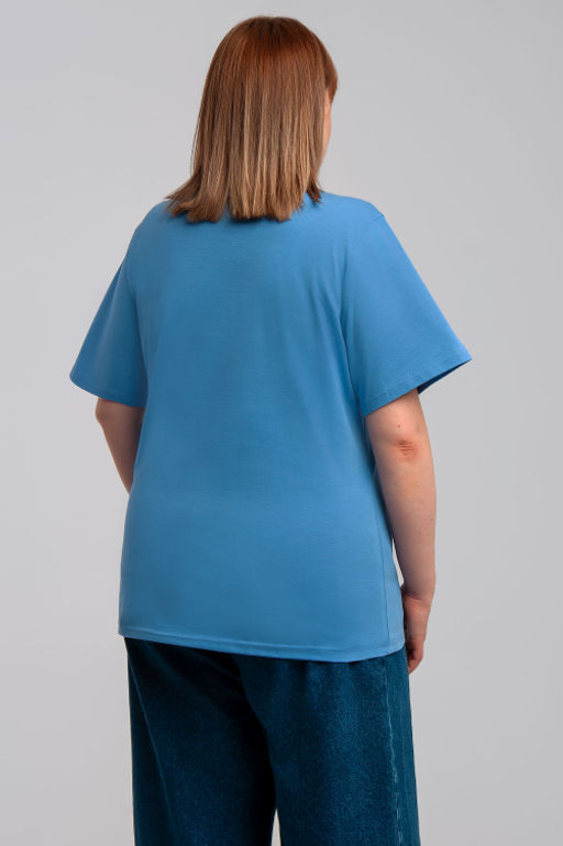 Арт. 31138 Футболка женская оверсайз 50-58 (5 шт) Цвет:Голубой - Калинка фото 3