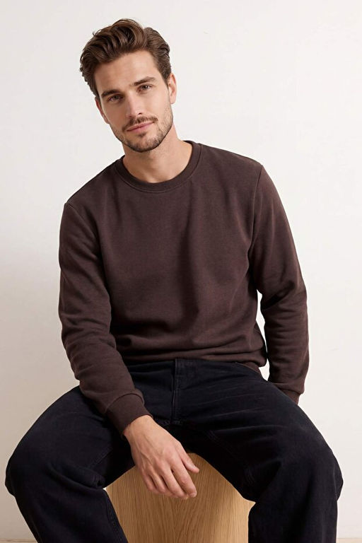 Koyu Kahverengi Regular/Normal Kesim __i Polar/S_cak Tutan Sweatshirt TMNAW21SW1208 - Trendyolmilla фото 2
