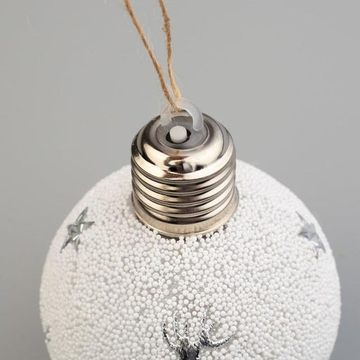 Набор ёлочных шаров Серебристые узоры, 3 шт, d=8 см, 1 LED, от батареек, свечение белое - Luazon lighting фото 4