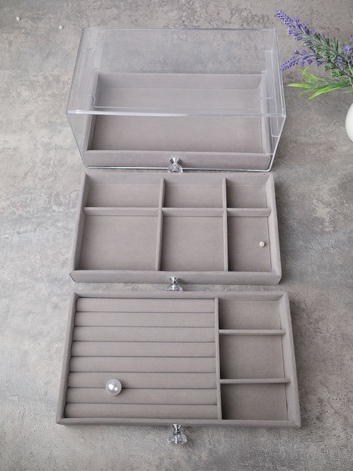 Шкатулка акриловая трехслойная серая 23,5х15,5х10,8 см / XY2844-G /уп 30/ - Галеонтрейд фото 5