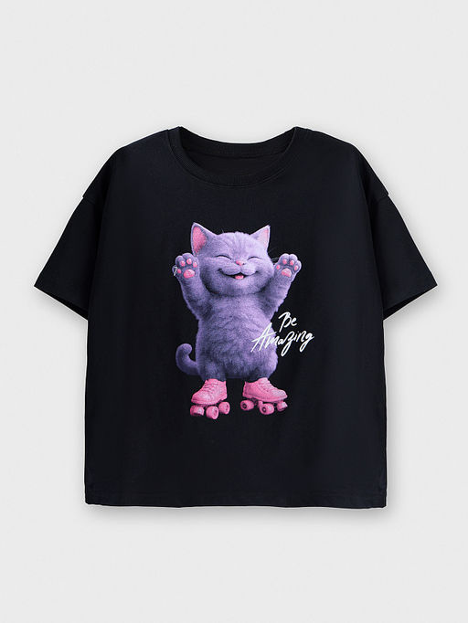 Футболка для девочек черная прямого кроя - Mark formelle фото 4