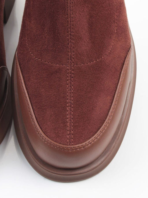 01-H24B-34HJ BROWN Ботинки демисезонные женские (натуральная кожа, искусственная замша)