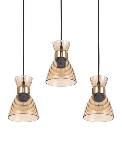 Светильник подвесной TR3404, 3хE27, 60 Вт, 55×13.5×100 см, чёрно-золотистый