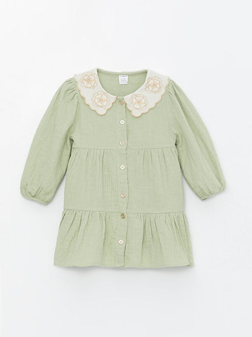 Bebe Yaka Uzun Kollu K?z Bebek Elbise